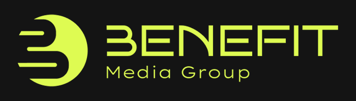 Benefit media group logo - dark background